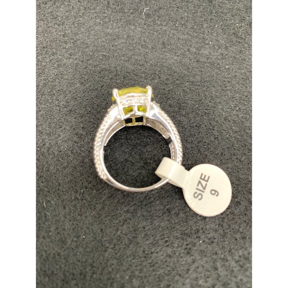 Yellow center stone Statement Ring,  9 Yellow Stone Ring   925 Stamp - Picture 5 of 8